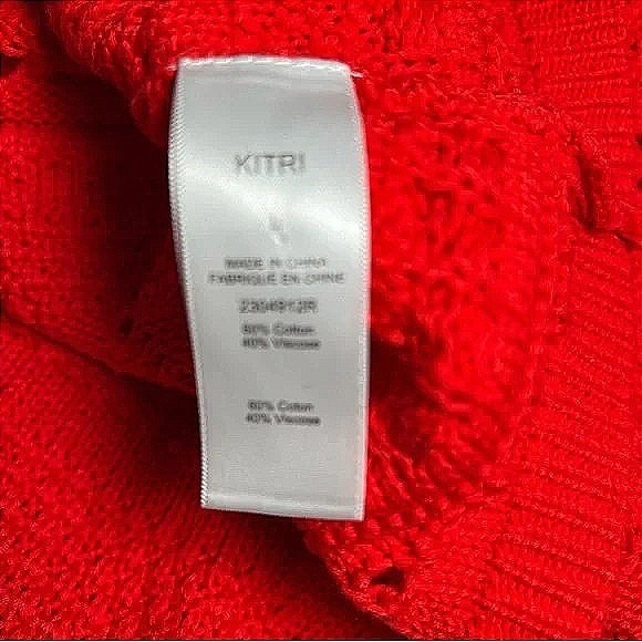 Kitri Leonie Crochet Knit Mini Dress Bodycon Size Large Red Bohemian Nwt Flirty — image 8 of 8